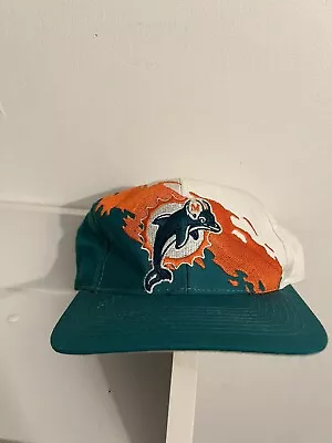 Rare Miami Dolphins Vintage Splash Snap Back Hat Cap Logo 7 Logo Athletic  • $199