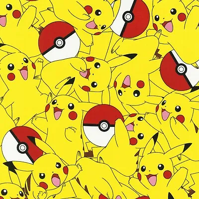 £17.64 • Buy Pokemon Fabric - Pikachu And Poke Balls - Yellow - 100% Cotton - Multiple Sizes