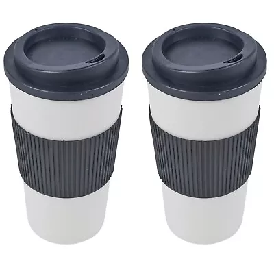 450ml Double Wall Drinking Cup Warm Coffee Tea Travel Reusable Mug Screw On Lid • £6.99