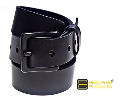 BeepFree® Black 1-3/8  Italian Leather Belt | Airport Friendly | 100% Metal Free • $28.99