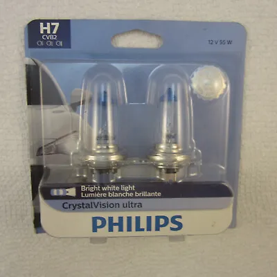 Philips H7CVB2 CrystalVision Ultra Upgraded Bright White Headlight Bulb 2 Pack. • $30.59