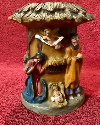 VTG MCM 5-3/4” German Gunter Kerzen Hand Carved Wax Candle NATIVITY SCENE D-6968 • $10