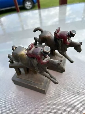 Vintage Bronze Horse And Jockey Bookends • $97.75