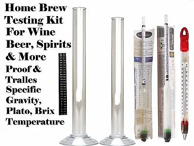 Beer Wine Moonshine Testing Kit - Thermometer Hydrometer Alcoholmeter LCD Jar • $9.99
