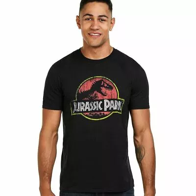 Jurassic Park Mens T-shirt Distressed Logo Black S-XXL Official • £12.99