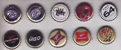 MILLER BEER BOTTLE CROWN CAPS  LOT  Of 11 DIFFERENT. • $4.99