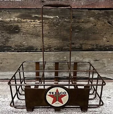 TEXACO Metal Wire Oil Bottle Holder (Holds 6 Bottles) Carrier Rack • $58.40