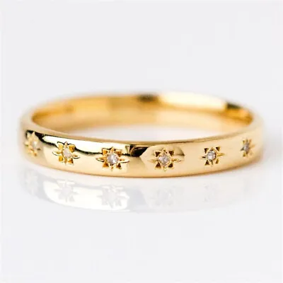 925 SilverGold Plated Rings Fashion Women Cubic Zirconia Jewelry Size 6-10 • £3.08