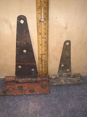 2 -Vintage Hinges- For Barn Door Gate. Rusty Reclaimed Hardware. Different Size • $17.49