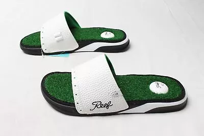 REEF Men's Mulligan Faux Grass Golf Fan Slides LB3 White/Green Size US:10 UK:9 • $29.99