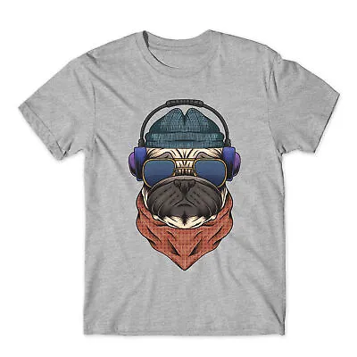 £7.59 • Buy Pug Dog With Hot Glasses And Headphone Dj Dog Funny T-Shirt