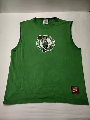 Vintage 90s Nike Boston Celtics Basketball Sleeveless Shirt Size L Made In USA  • $19.99