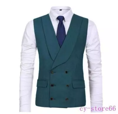 Mens Slim Fit Double Breasted Business Waistcoat British Formal Dress Vest 2021  • $81.99