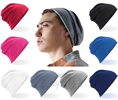 Beechfield JERSEY BEANIE Light Soft Fabric Slouch Comfort Breathable Unisex Hat • £4.99