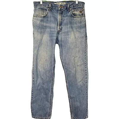 Harley Davidson Genuined Motorclothes Motorcycle 34x32 Blue Denim Jeans Pants • $26.89