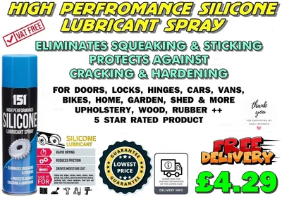 £4.19 • Buy High Performance Silicone Spray Eliminates Squeaking Sticking Lubricant Spray +