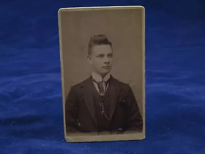 $12 • Buy J.M. Hill CDV Photo Bridgewater VA IDENTIFIED Young Man Tall Hair Watch Chain