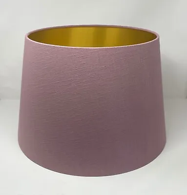 £61 • Buy Lampshade Mauve Textured 100% Linen Brushed Gold Tapered Empire Lampshade 