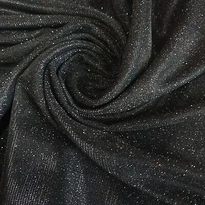 £1.99 • Buy BLACK Sparkly Glitter Stretch Moonlight Nylon Dress Bridal Costumes Fabric 58 