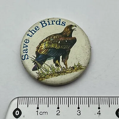 Vintage RSPB YOC Save The Birds Pin Tin Badge Golden Eagle Bird Of Prey • £3.99