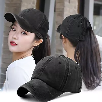 Vintage Messy Buns PonyCaps Trucker Plain Hat Sun Hat Adjustable Sport Cap Hip • $8.99