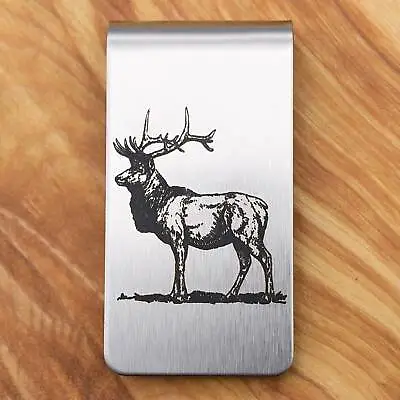 Elk Money Clip - Engraved Stainless Steel • $20