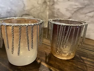 Votive Candleholders Mercury Glass Tablescape Summer  Decor Wedding Boho • $7.99