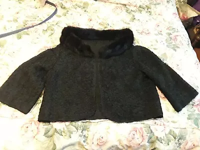 Vintage Jacket Ribbon Sweater Shrug Black Mink Collar 'house Of Jules New York' • $36.41