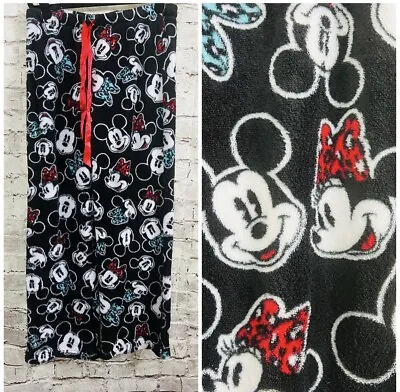 Disney MICKEY MOUSE MINNIE MOUSE Fleece Pants Pajama PJ Ribbon Tie SZ M MEDIUM • $7.41