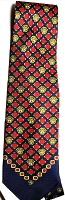 Gianni Versace Medusa Plaid Tie 4  Silk Vintage 90's Red Gold. Collectors Item! • $105