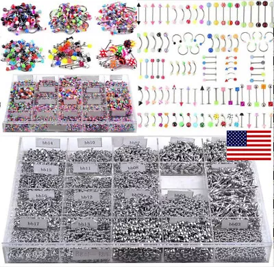 $8.16 • Buy 105x Bulk Lots Body Piercing Eyebrow Jewelry Belly Tongue Bar Ring Wholesale -US