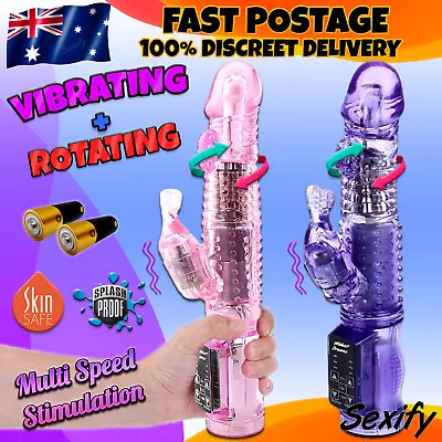 Large Rabbit Vibrator Rotating Dildo G Spot Clitoris Stimulator Clit Big Sex Toy • $24.95