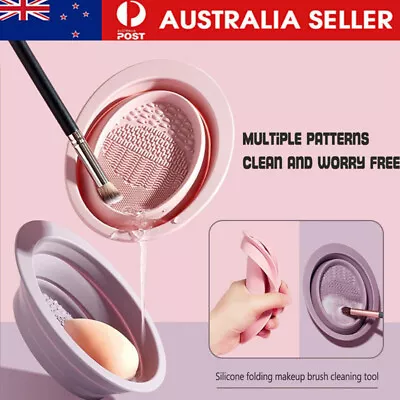 Cosmetic Brush Cleaner Bowl Make Up Brush Clean Pad Portable Cleaning Tool • $8.79