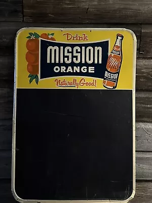 Vintage Mission Orange Advertising Sign Tin Embossed Menu Board • $437.16