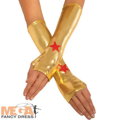 £8.99 • Buy Wonder Woman Gauntlets Ladies Fancy Dress Superhero Costume Accessory Gloves 