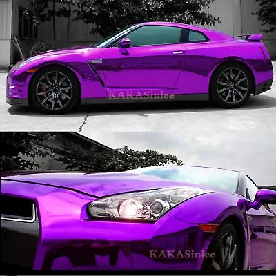 Purple - Flexible Entire Car Glossy Mirror Chrome Vinyl Wrap Sticker Air Free CF • $317.99