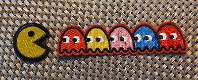 Pac-man With Ghosts Embroidered Patch Iron-On Sew-On US Shipping 80s Video  • $4.25