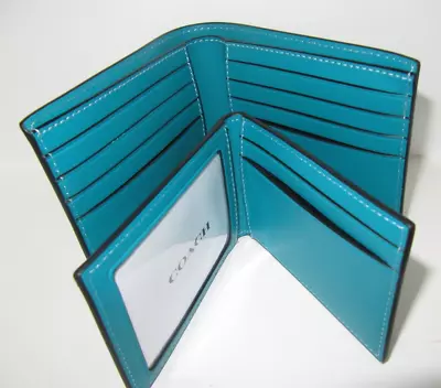 Coach New CH084 3 In 1 Men's Wallet Coach Stamped Teal Multi Leather NWT $198 • $84.99