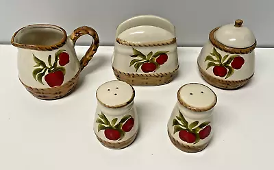 ALCO INDUSTRIES Apple Grove Basket Weave 5 Piece Accessory Set Sugar Salt Pepper • $25