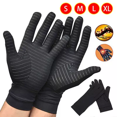 £5.59 • Buy 1/2Copper Anti Arthritis Gloves Hand Wrist Support Finger Compression PainRelief