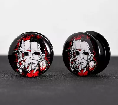 Pair Classic Horror Collab Ear Gauges Plugs Ear Tunnels Piercings Body Jewelry  • $15.69