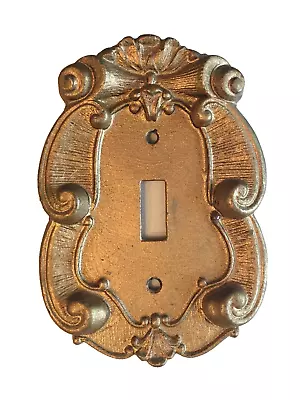 Vtg. Single Light Switch Cover Plate Gold Ornate American Metal Vernon • $12.99