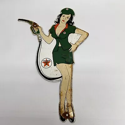 Texaco Gasoline Pump Girl Service Advertising Porcelain Vintage Style Sign • $52.99