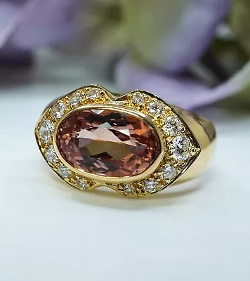 H. STERN Imperial Topaz Diamond 18K Gold Ring Designer Signed East West Vintage • $3499