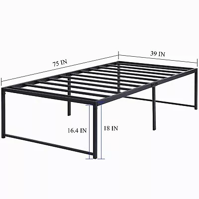 18'' Metal Platform Queen King Size Bed Frame Heavy Duty Steel Slats Support • $49.53