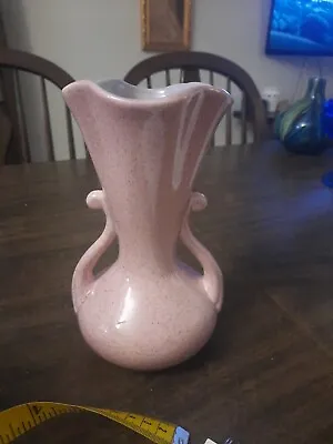 Vintage Red Wing 7.75 X 4.75 Double Handle Speckle Pink Vase #505 • $15