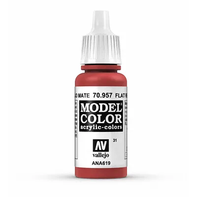 Vallejo Model Color: Flat Red - VAL70957 Acrylic Paint 17ml Bottle 031 • £2.65