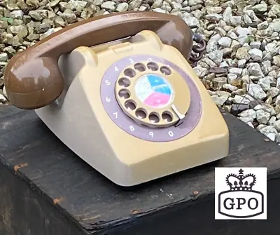 Vintage Phone GPO 706 Rotary Dial Telephone Gloss GreyBrown 1970s Fully Working • £65