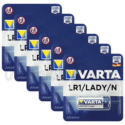 6 X Varta N Size / LR1 Batteries 1.5V Alkaline Lady MN9100 AM5 E90 4001 LR01 • $23.72