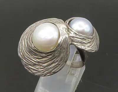HAGIT GORALI ISRAEL 925 Silver - Vintage Pearls Cocktail Ring Sz 7 - RG23248 • $99.95